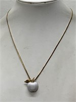 VINTAGE CROWN TRIFARI ENAMELED APPLE NECKLACE