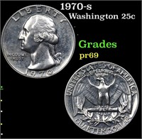 Proof 1970-s Washington Quarter 25c Grades GEM++ P