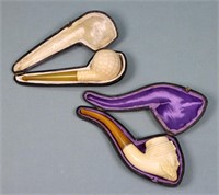 (2) Antique Carved Meerschaum Pipes