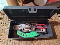 Plastic toolbox, contents included