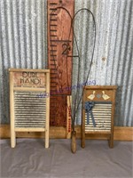 PAIR OF SMALL WASHBOARDS, RUG BEATER
