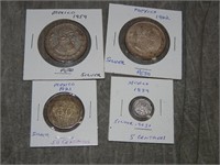 4 SILVER Coins of Mexico 1889 & up