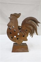 Metal rooster tealight holder, 5.5 X 9.5"H