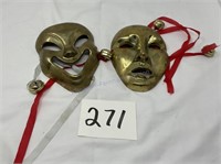 Metal theater mask decor