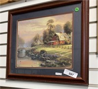 FRAMED THOMAS KINKADE PRINT -- "SUNSET AT