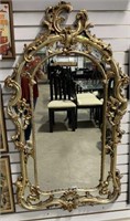 LARGE GILT FRAMED ORNATE MIRROR -- 2 TONE