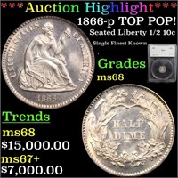 1866-p Seated Liberty Half Dime TOP POP! 1/2 10c G