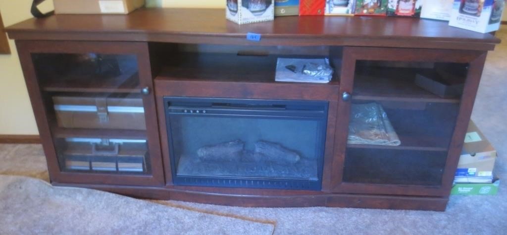 TV stand with built in fireplace, 6' wide