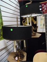 PAIR OF CHAPMAN STYLE LAMPS WITH BLACK SHADES - LO