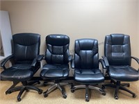 4 high back desk chairs on casters