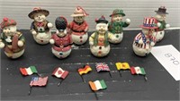 Ceramic countries snowman ornaments