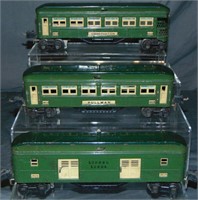 3 Lionel T-Tone Green 2613 Passenger Cars