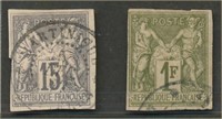 FRENCH COLONIES #29 & #33 USED FINE