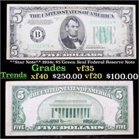 **Star Note** 1934c $5 Green Seal Federal Reserve