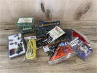 1 FLAT OF ASSORTED FISHING WORMS, LURES, ETC