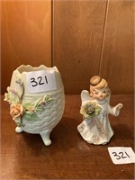 Lefton hand painted 2 piece lot