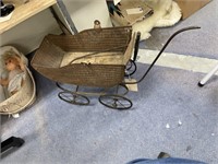 Wicker Doll Stroller-missing canopy