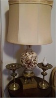 Table lamps, 2 with no shade, tallest 33"