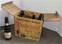 Vtg Hudepohl Beer Bottles & Cardboard Carrier