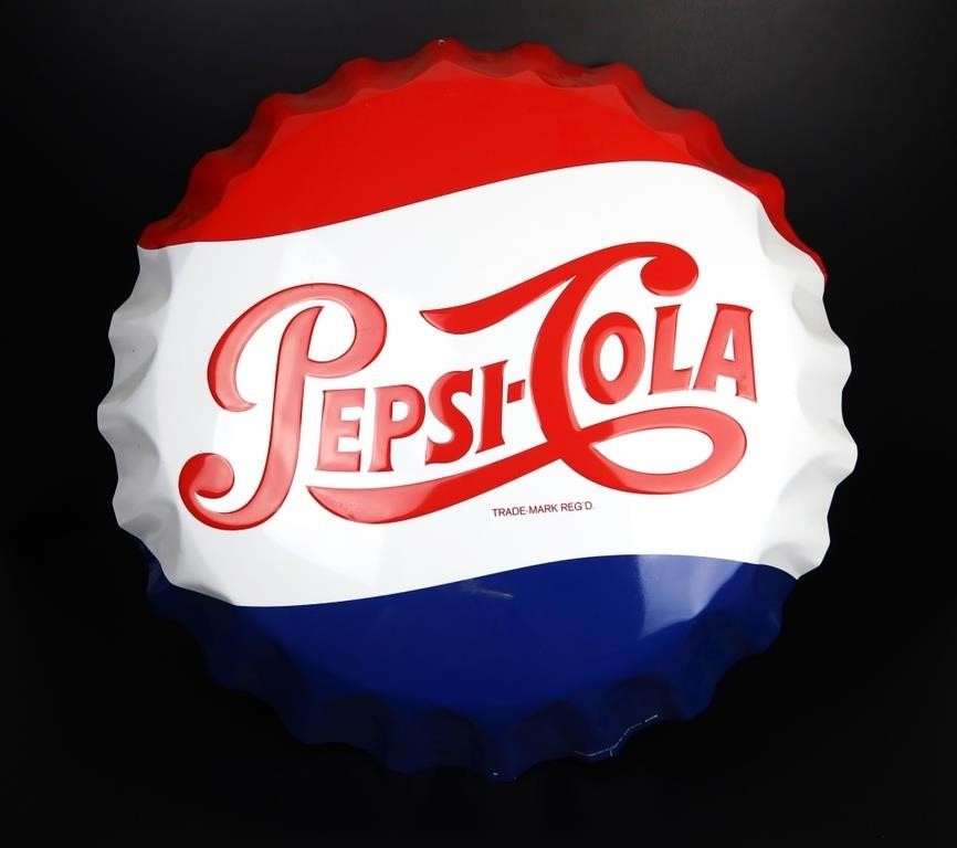 METAL PEPSI COLA BOTTLE CAP SIGN