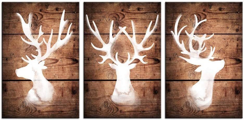 3 Pc Canvas Art Deer Silhouettes