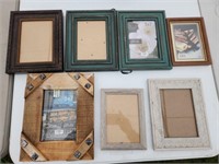 7 assorted decorative wood picture frames