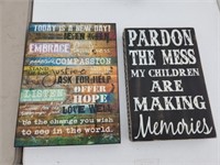 2 assorted home decor signs