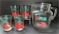 Glass Tomato Juice Pitcher and Glasses