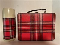 Plaid Metal Lunchbox and Thermos