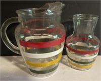 Striped Clear Glass Pitcher and Carafe