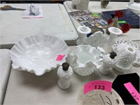 VERY LARGE LOT OF MILK GLASS FAIRY LAMP MORE