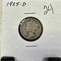 1925-D MERCURY SILVER DIME