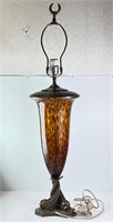 Vintage Art Glass Fish Motif Lamp (No Shade-Tested