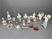 Avon Ceramic Bunnies, Thomas Kinkade Bell, Candles