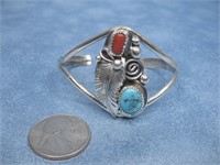 Sterling Silver Navajo Turq./Coral Bracelet