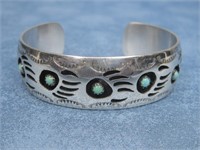 Sterling Silver Navajo Bear Paw Bracelet See