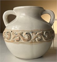 Ivory Ceramic Pot With Scrolls
