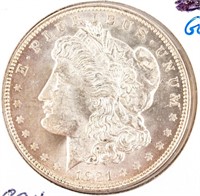 Coin 1921-D Morgan Silver Dollar Gem Unc.