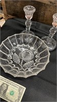 Etched Rose, Candle Holders