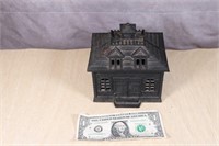Vintage Cast Iron Metal Schoolhouse Bank