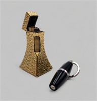 DUNHILL GOLD-PLATED "WHEATSHEAF" TABLE LIGHTER