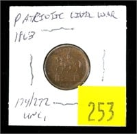 1863 Civil War token, uncirculated