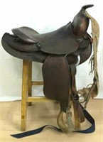 15" Dark Brown Leather Saddle