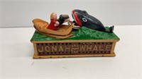 Jonah and the whale cast iron mechanical bank