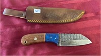 DEMASCUS STEEL KNIFE & SHEATH, 3.75" BLADE