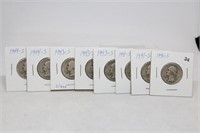 8 Silver early 1940's "S" mint Washington Qtrs