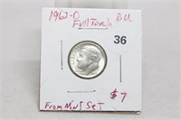 1962-D Full Torch BU  Dime from Mint Set -