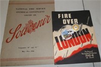 1940 , 1941. 1944 Fire Service Pamphlets & Pins