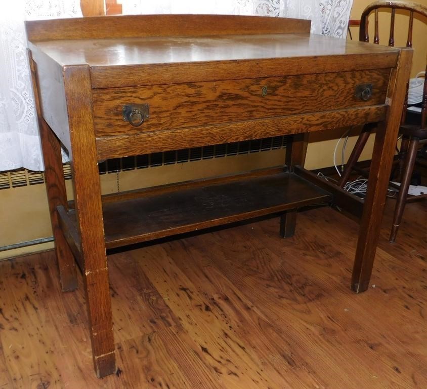 Antique Mission Oak Arts & Crafts Server  Desk