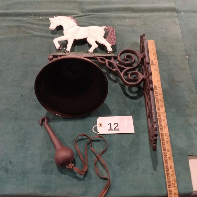 Cast Iron White Horse Dinner Bell